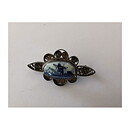 Brooch - Dutch Delft Windmill Filigree Ceramic