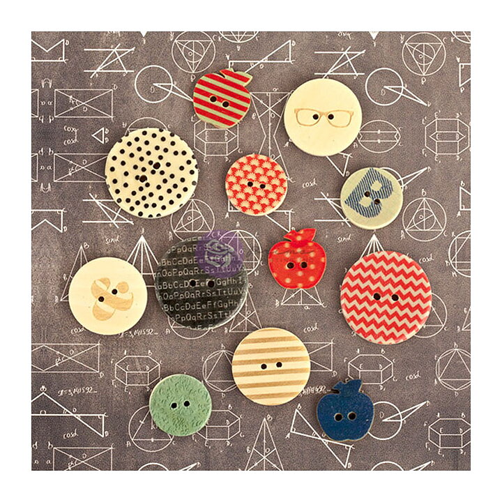 Prima Marketing Wood Buttons - School Memories Collection