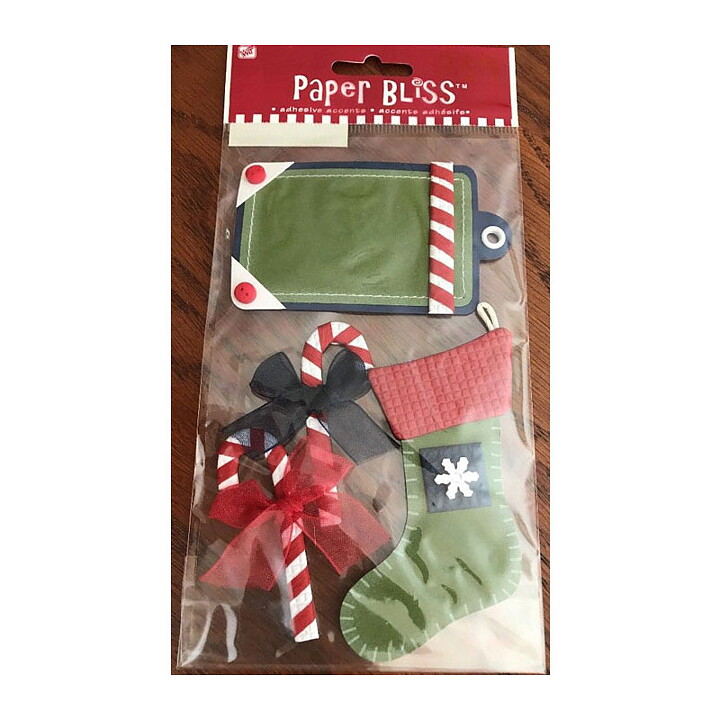 Paper Bliss  3-D Adhesive Accents - Candy Cane Stocking