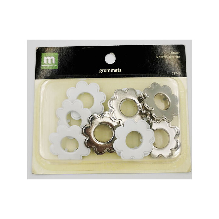 Making Memories Grommets - Flower White & Silver