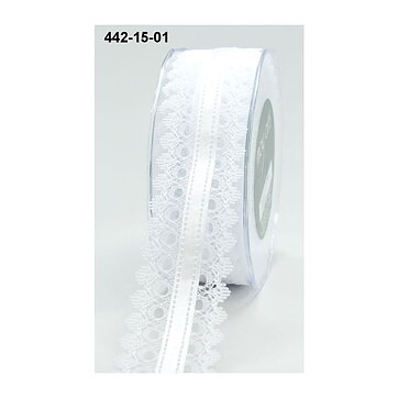 May Arts Lace Ribbon & Satin Center  - White 38 mm