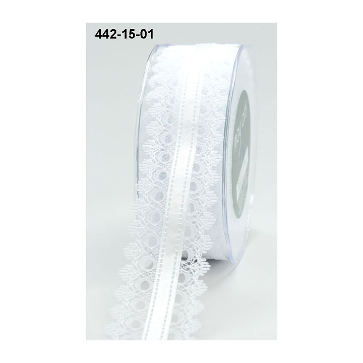 May Arts Lace Ribbon & Satin Center  - White 38 mm