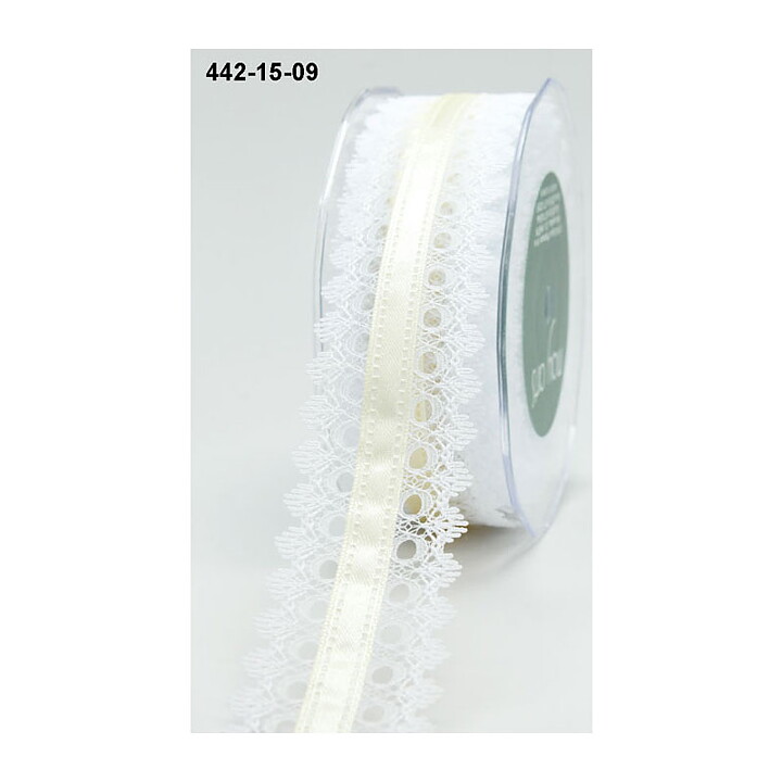 May Arts Lace Ribbon & Satin Center  - Ivory 38 mm
