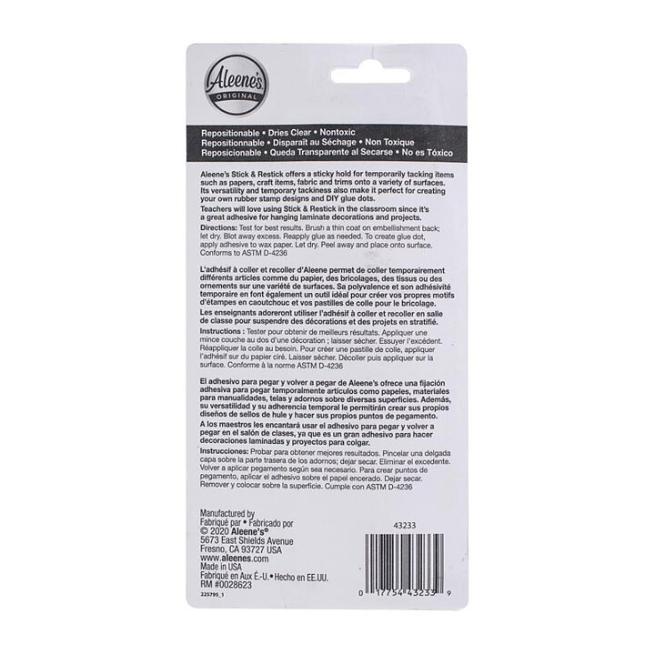 Aleene's Stick & Restick Adhesive Carded