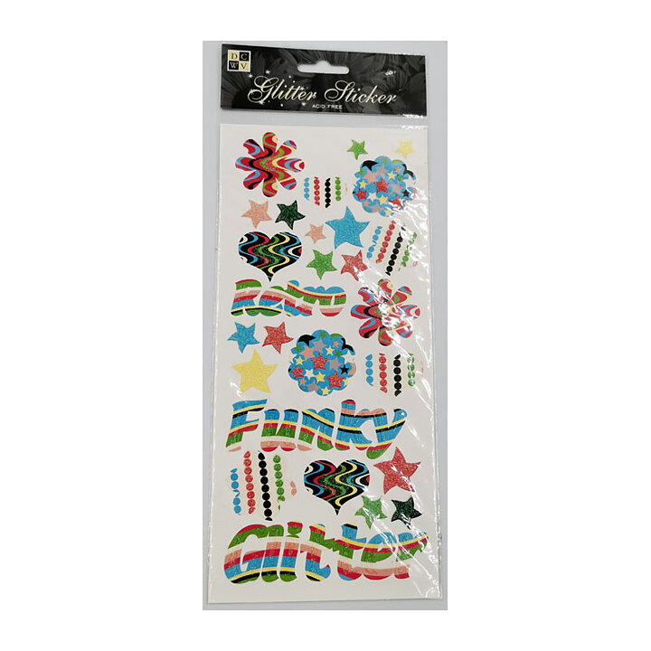 DCWV Stickers Glitter - Funky Retro