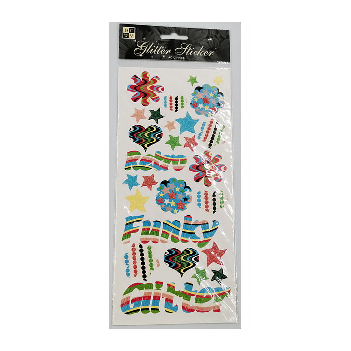 DCWV Stickers Glitter - Funky Retro