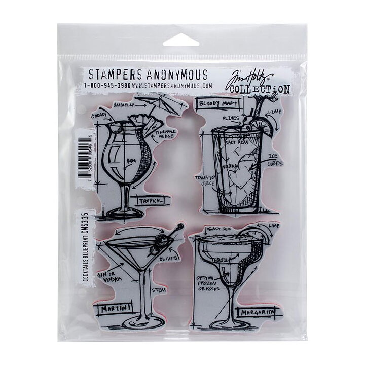 Tim Holtz Stampers Anonymous set - Cocktails Blueprint