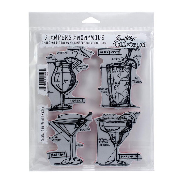 Tim Holtz Stampers Anonymous set - Cocktails Blueprint