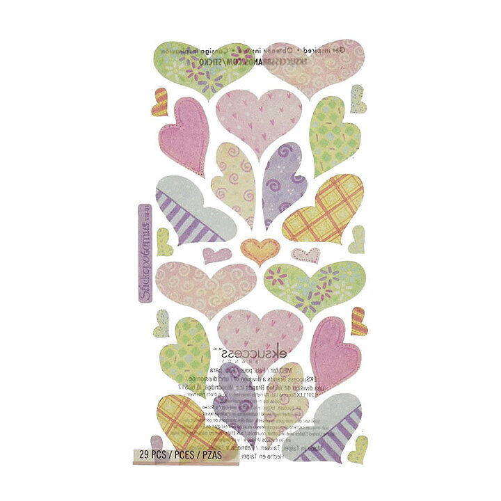 EK Success Sticko Vellum Stickers - Pastel Hearts