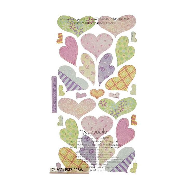 EK Success Sticko Vellum Stickers - Pastel Hearts