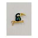 Brooch Attwood & Sawyer - Toucan Parrot Enamelled with Rhinestones