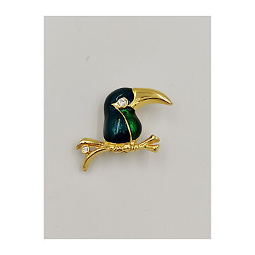 Brooch Attwood & Sawyer - Toucan Parrot Enamelled with Rhinestones