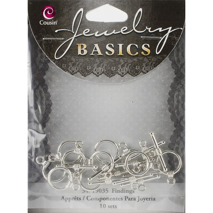 Cousin Basic Metal Findings - Silver Rope Toggle2 Medium 10x19 mm
