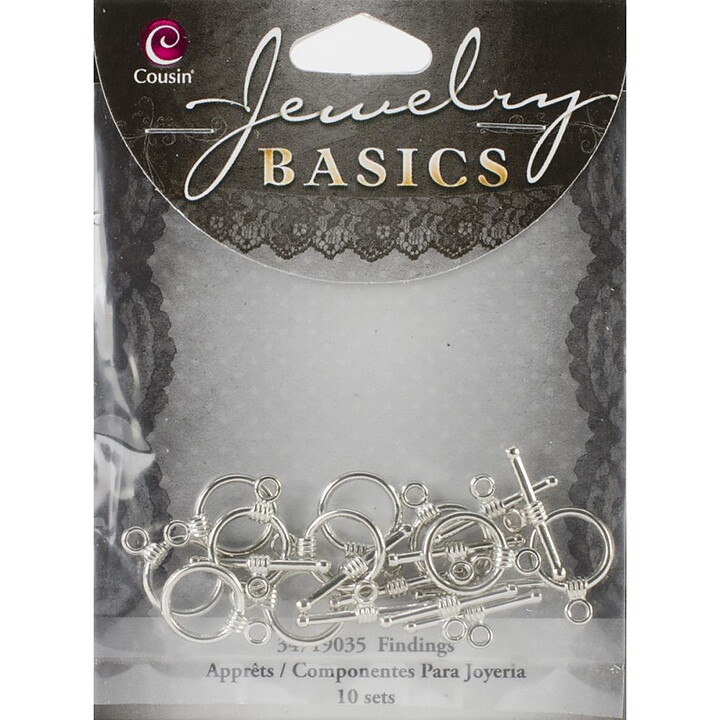 Cousin Basic Metal Findings - Silver Rope Toggle2 Medium 10x19 mm