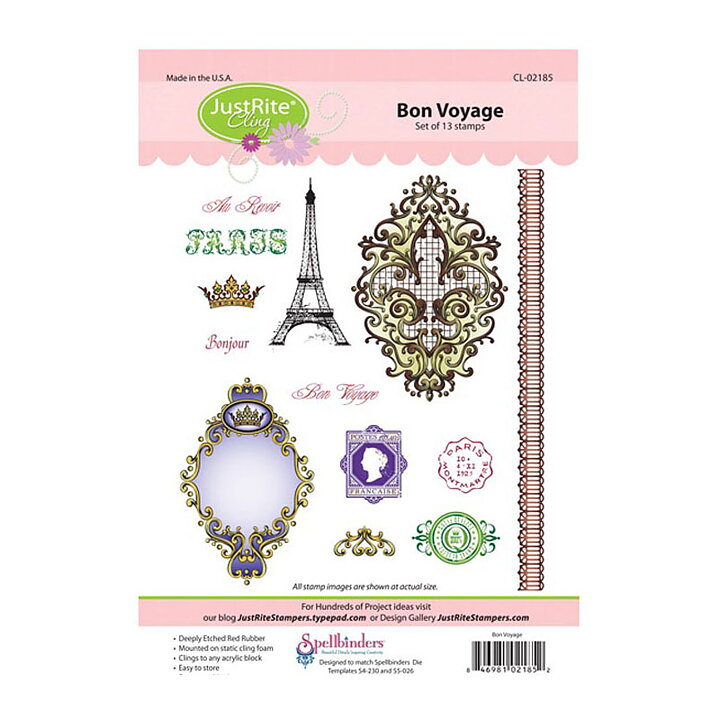 JustRite Papercraft Rubber Stamp - Bon Voyage