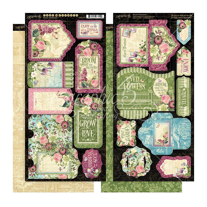 Graphic 45 Cardstock Die-Cuts - Bloom Tags & Pockets Collection