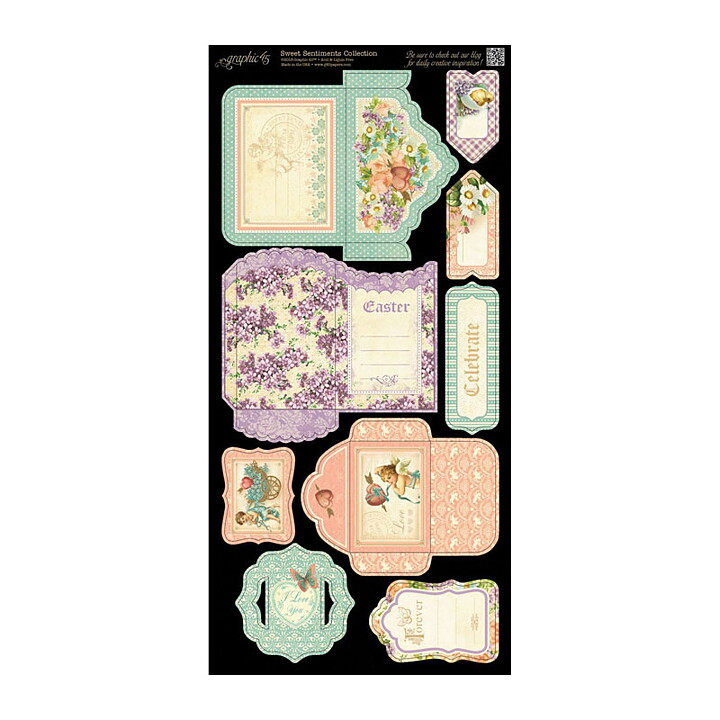 Graphic 45 Cardstock Die-Cuts - Sweet Sentiments Tags & Pockets Collection