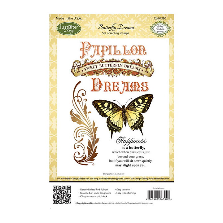 JustRite Papercraft Rubber Stamp - Butterfly Dreams
