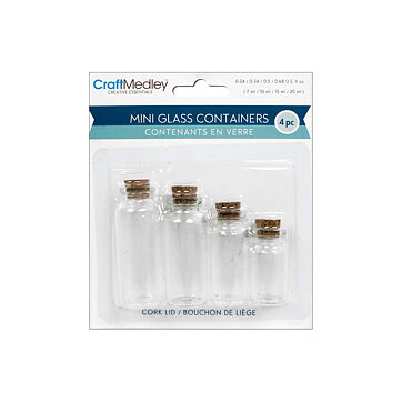 Multicraft Imports Mini Glass Containers W/Cork Lids - Clear