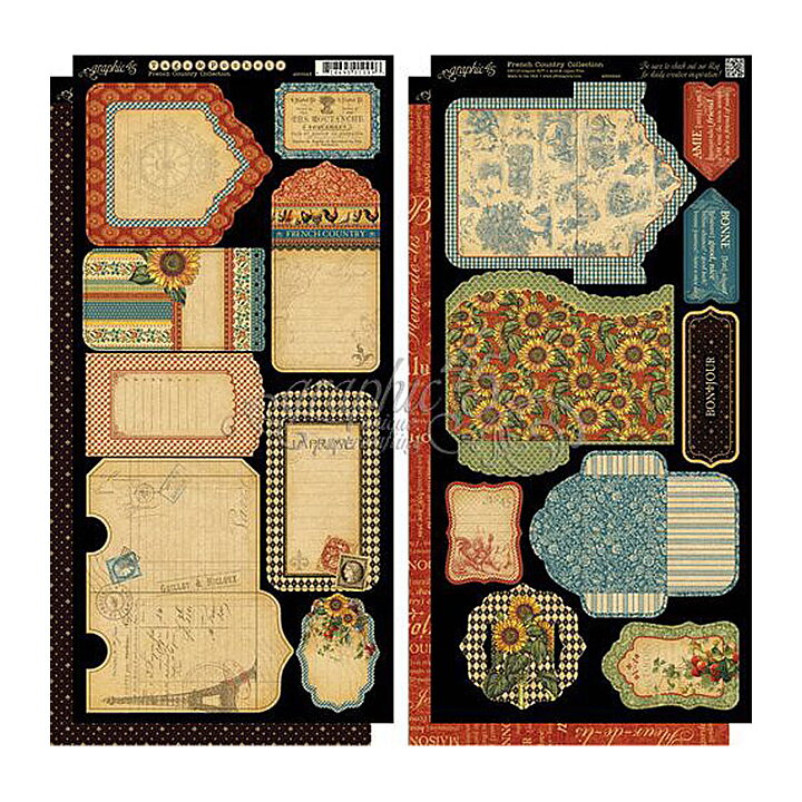 Graphic 45 Cardstock Die-Cuts - French Country Tags & Pockets Collection