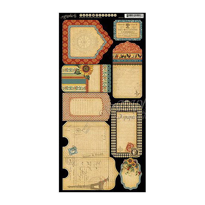 Graphic 45 Cardstock Die-Cuts - French Country Tags & Pockets Collection