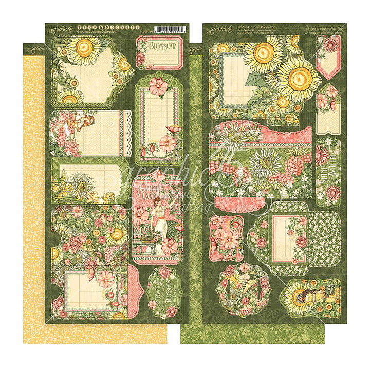 Graphic 45 Cardstock Die-Cuts - Garden Godess Tags & Pockets Collection