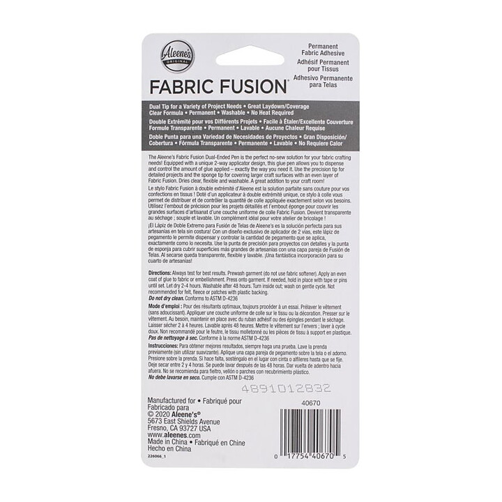 Aleene's Fabric Fusion Permanent Adhesive Dual Ended Pen