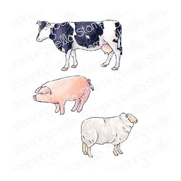 Stamping Bella Cling Rubber Stamps - Edgar And Molly's Vintage Farm Animals