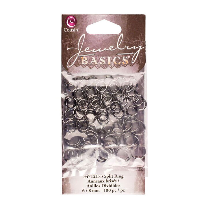 Cousin Basic Metal Findings - Gunmetal  Split Rings 6 - 8 mm