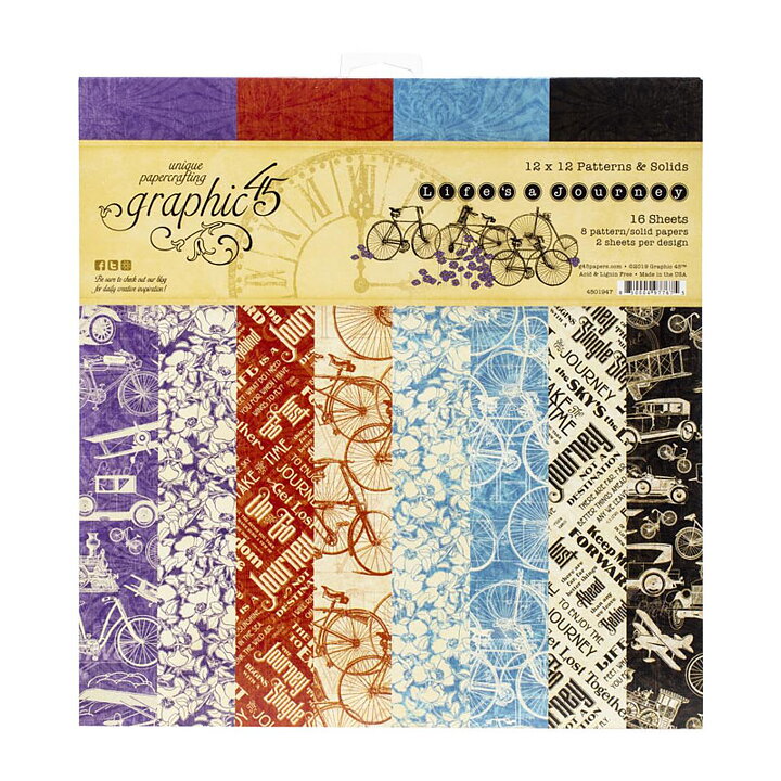 Graphic 45 Paper Pad - Life's A Journey Patterns & Solids