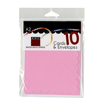 Bazzill Cards & Envelopes A2 - Scallop Guava Sensation