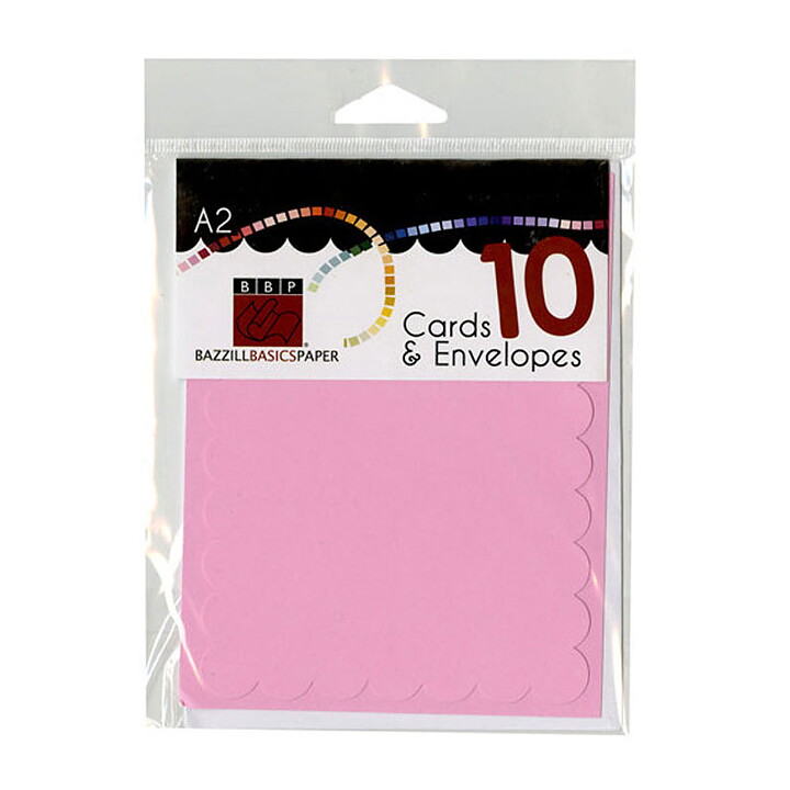 Bazzill Cards & Envelopes A2 - Scallop Guava Sensation
