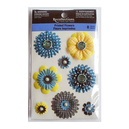 Recollections Flowers Printed Blue/Yellow