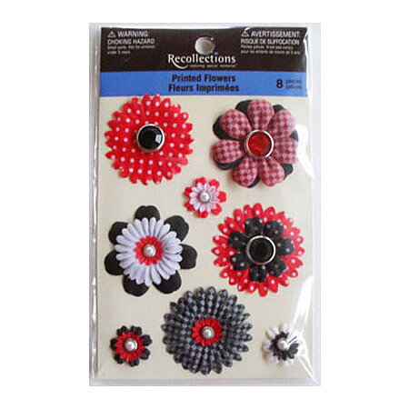 Recollections Flowers Printed Black/Red/White