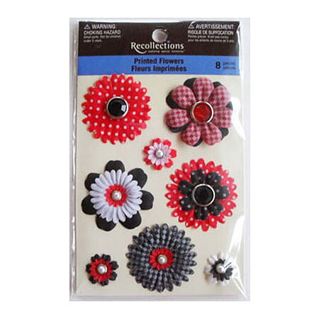 Recollections Flowers Printed Black/Red/White