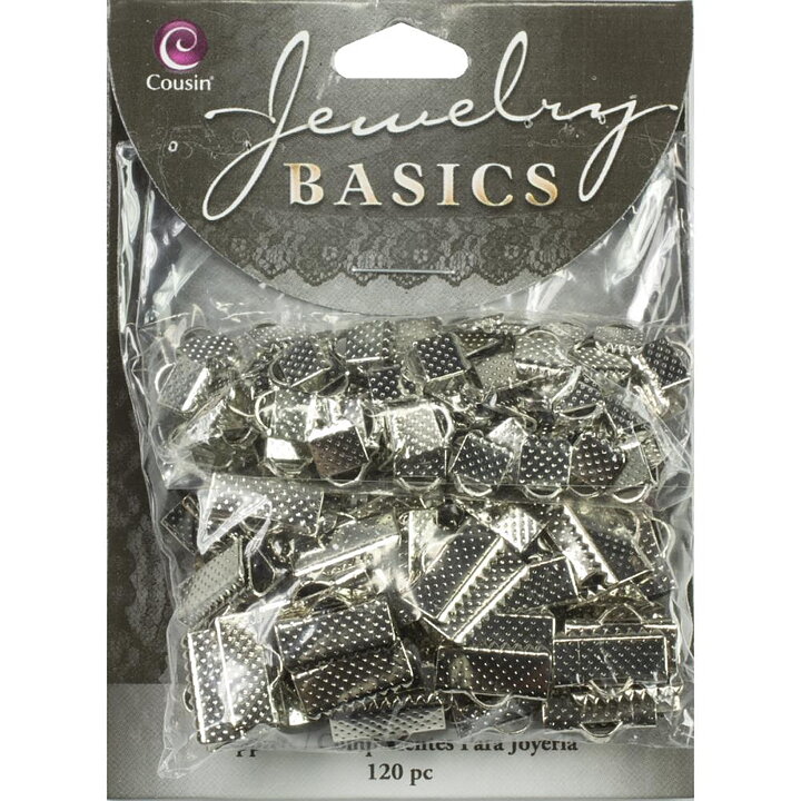 Cousin Basic Metal Findings - Silver Ends Ribbon Clamps 7 & 14 mm