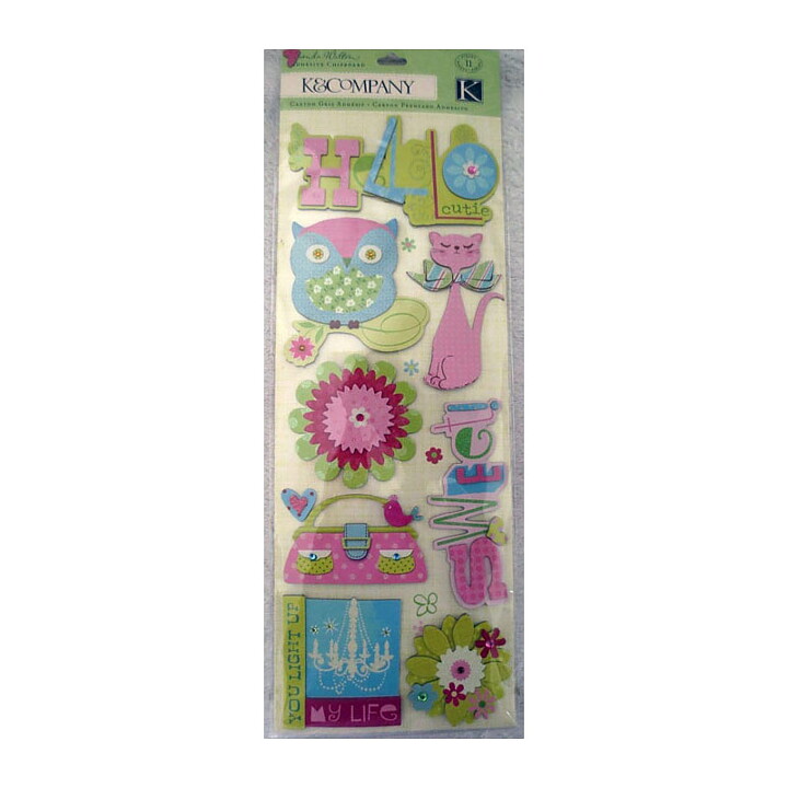 K&Company Adhesive Chipboard - BW Hello Cutie