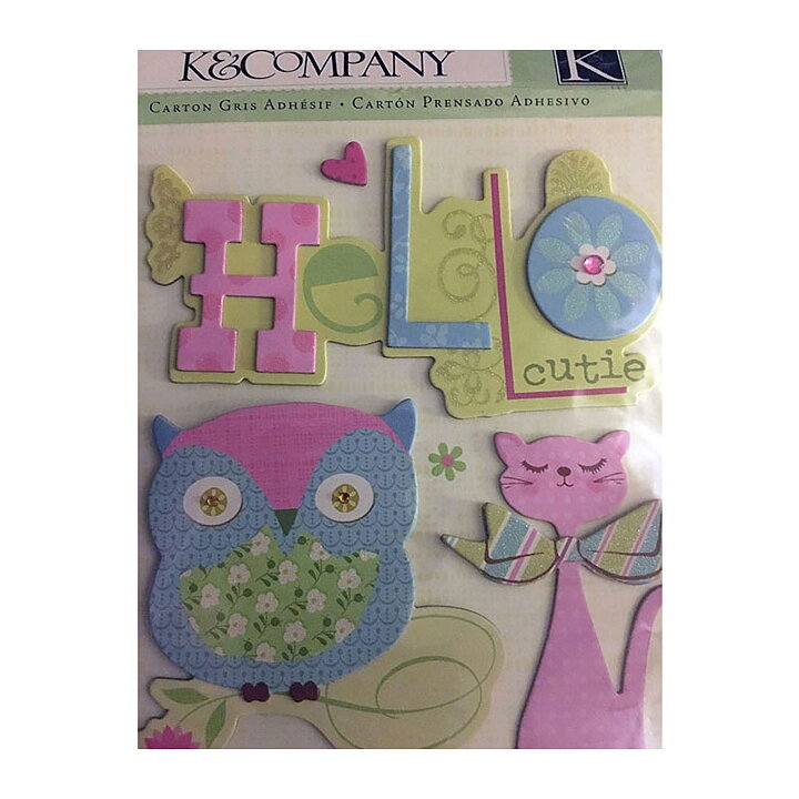 K&Company Adhesive Chipboard - BW Hello Cutie