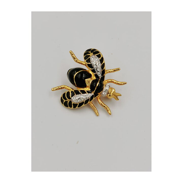 Brooch - Flying Beetle Enamelled with Rhinestones