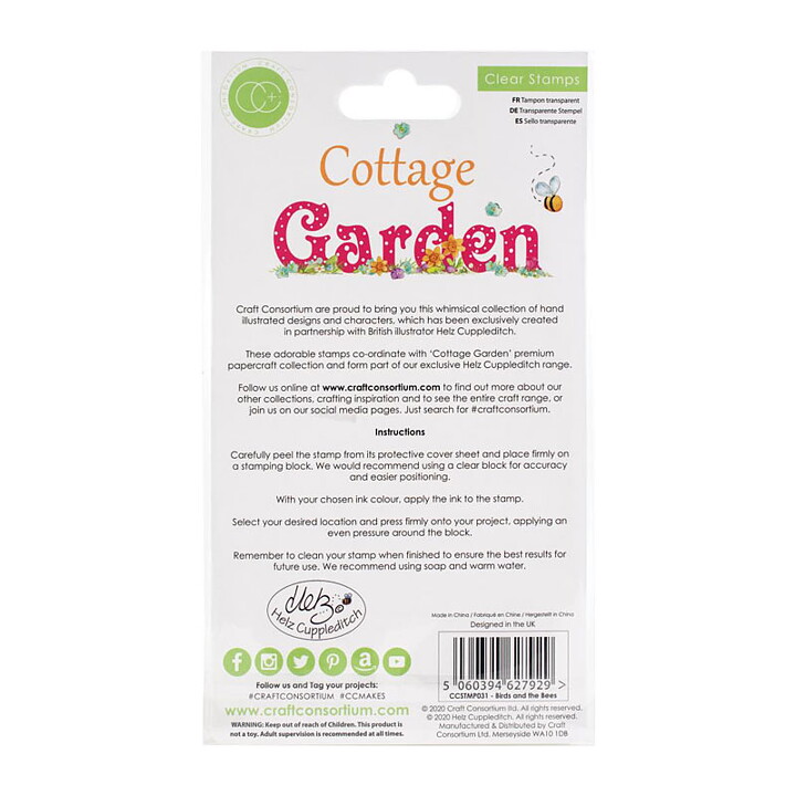 Craft Consortium A5 Clear Stamps - Cottage Garden Birds and the Bees