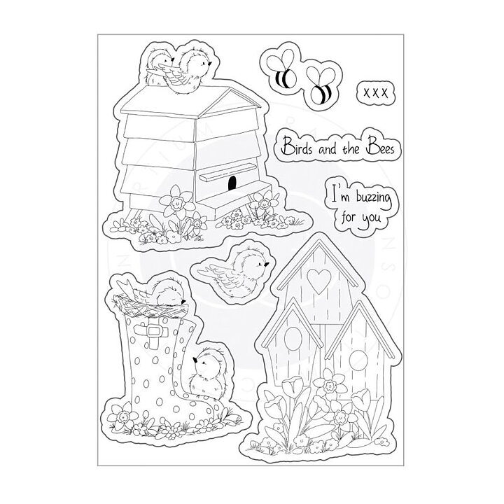 Craft Consortium A5 Clear Stamps - Cottage Garden Birds and the Bees