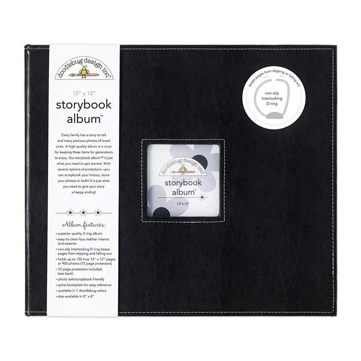 Doodlebug Storybook 12x12 D-Ring Album - Beetle Black