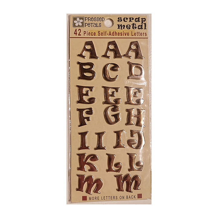 Pressed Petals Scrap Metal - Mini Letters Rustic Gold