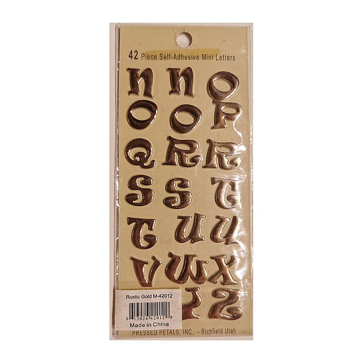 Pressed Petals Scrap Metal - Mini Letters Rustic Gold