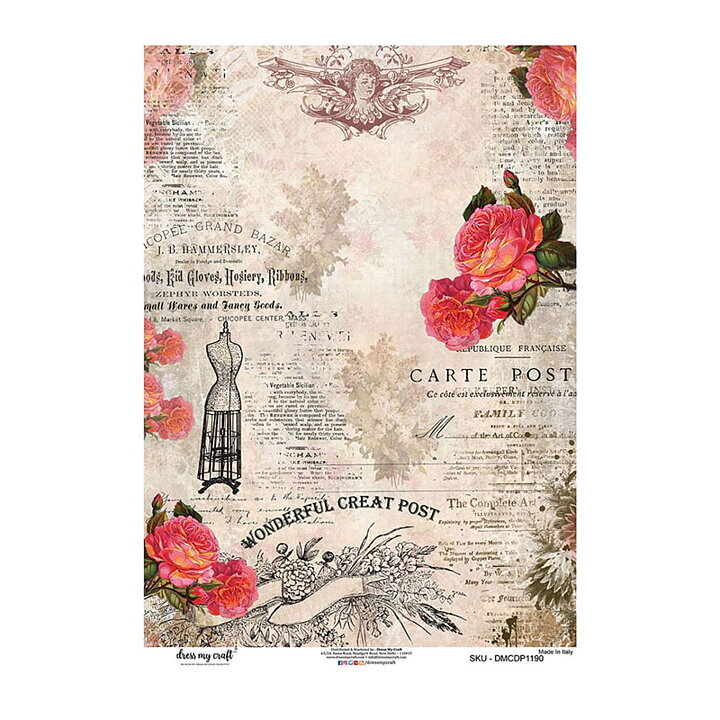 Dress My Craft Decopatch Rice Paper A3 - Carte Post