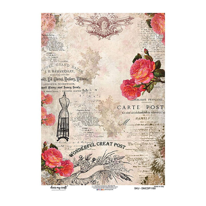 Dress My Craft Decopatch Rice Paper A3 - Carte Post