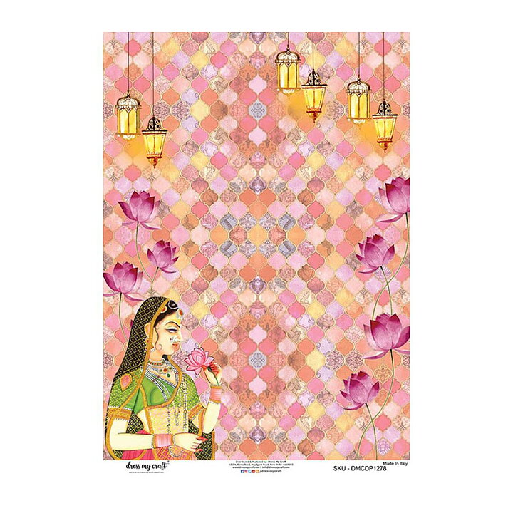 Dress My Craft Decopatch Rice Paper A3 - Pink Floral