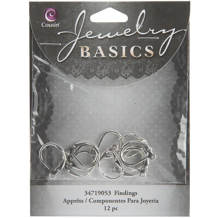 Cousin Basic Metal Findings - Silver Earring Lever 10x15 mm