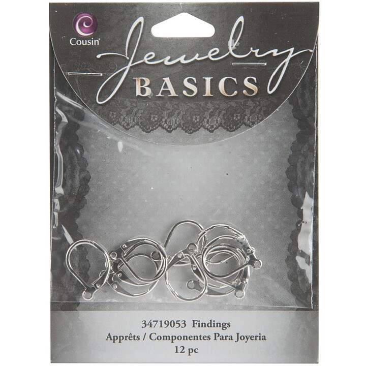 Cousin Basic Metal Findings - Silver Earring Lever 10x15 mm
