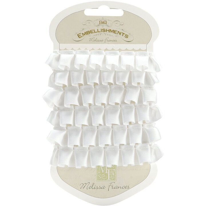Melissa Frances Pleated Satin Ribbon - White